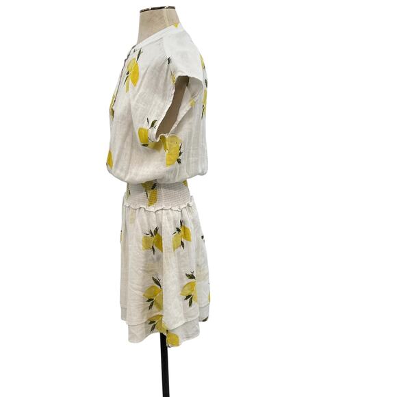 Rails Angelina Dress Mini Linen Citronnade Lemon Print White Yellow Size Small - Picture 6 of 13